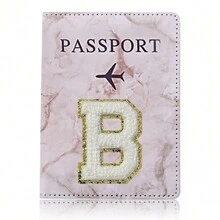 Pu皮革男女旅行護照套多功能旅行多功能身分證銀行卡信用卡錢包保護套護照套旅行配件首字母護照套,戶外旅行護照套學校用品學生用品,適用於飛行、學校、假期。男女均適用。 - 卡其色 - 查看 11