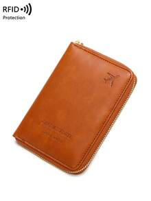 CHARM INFINITE RFID Chặn Hộ Chiếu Bao Đựng Thẻ Có Khe Cắm Thẻ, Chữ PU Màu Trơn & Họa Tiết Máy Bay Kẹp Hộ Chiếu Di Động Kẹp Vé Túi Đựng Thẻ Ngân Hàng Đa Năng Có Dây Kéo Điện Thoại Di Động Du Lịch Ví Hộ Chiếu Cho Nam Và Nữ, Dành Cho Du Lịch Chuyến Bay Đi Nước Ngoài Cho Doanh Nghiệp, Hộ Chiếu Hộp Đựng Hộ Chiếu Túi Đựng Hộ Chiếu Phụ Kiện Du Lịch Trở Lại Trường Đồ Phụ Kiện Kỳ Nghỉ - màu nâu - Xem 6