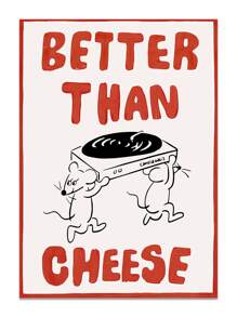 1pc Canvas Print Poster With Removable Frame, Multiple Sizes Available, Cute Cartoon Mouse Design, "Music Is Better Than Cheese" Modern Stylish Creative Wall Art Decor For Living Room, Bedroom, Hallway, Up To 60*90cm, Wood Magnetic Hanging Scroll Frame, Art Gift, Home Decor, PVC Tube Safe Packaging