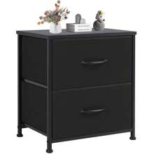 Nightstand With 2 Storage Drawers, 20" Height Small Furniture End Table, Wooden Top Fabric Cabinet Night Stand Mini Dresser,Black Halloween Decorations Halloween Costumes Autumn Decor Festival Decor