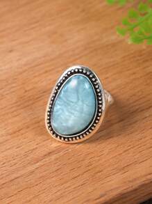 1pc Elastic Adjustable Geometric Colorful Enamel Ring For Ladies/Girls, Elegant And Creative Accessory For Parties And Dates, Gift - Blue - View 8