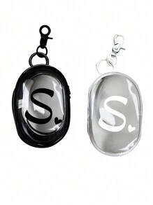 2pcs Portable Mini Transparent Zipper Storage Bags, Letter & Heart Design, Couple Hanging Pouches, Small Multi-Functional Storage Bags For Earphones, Chargers, Keychains, Transparent Travel Accessories, Black & White, Compact & Elegant, Suitable For Small Items, Cables, Bracelets, Cosmetics (1 Black + 1 White) (Zipper Style & Color Random, Ring Style & Size Random), Backpack Accessories, Back To School Supplies - Multicolor - View 27