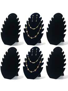 1pc Black Classic Plush Necklace Jewelry Display Storage Stand With 5 Grooved Pendant Hooks, Tower-Shaped Organizer Rack For Chains, Bracelets, Necklaces, Pendants And Earrings Display Back To School