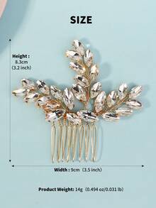1 pente de cabelo elegante para noivas com pente lateral de strass para casamento, festa, baile de formatura, acessórios reais para o Dia dos Namorados. - Ouro - Ver 7