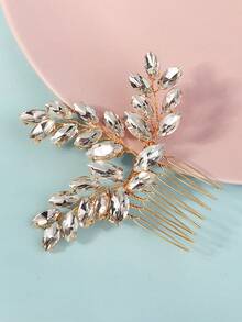 1 pente de cabelo elegante para noivas com pente lateral de strass para casamento, festa, baile de formatura, acessórios reais para o Dia dos Namorados. - Ouro - Ver 3