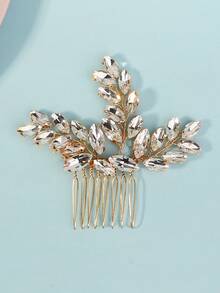 1 pente de cabelo elegante para noivas com pente lateral de strass para casamento, festa, baile de formatura, acessórios reais para o Dia dos Namorados. - Ouro - Ver 8