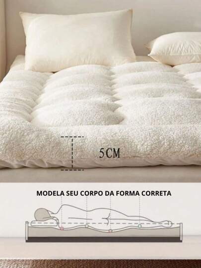 Pillow Top Sherpa Protetor Para Colchão Cama Solteiro Péle de Carneiro