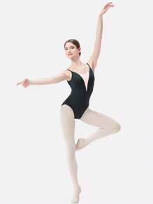 DonsGirl 1 Piece Women's Elegant Sexy Deep V Backless Ballet Leotard - Ideal For Performance Costume,Daily Workout, Ballet Training & Athletic Exercise