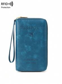 CHARM INFINITE RFID屏蔽创意飞机护照夹，时尚钱包，多功能拉链护照套带腕带，旅行配件，旅行收纳包，旅行钱包，护照夹，沙滩度假包，夏季 - 水鴨藍 - 查看 6