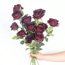 3PCS Artificial Golden/Sliver/Red Black Multi-Color Roses Flower Scene Decoration, Party Decoration, Wedding Decoration, Roadside Flower Arrangement, Home Decoration, Graduation Celebration, Birthday Banquet Decoration, Christmas, Thanksgiving, Easter, Father's Day, Mother's Day Celebration, Landscaping,Bathroom Decor,Bedroom Decor,Preppy Room Decor,Boho Room Decor Christmas Decorations