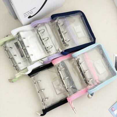 Mini 3 Holes Zipper Binder Cover, DIY Refill Bags Papers, Postcards Collect Book, INS POP Book Back To School