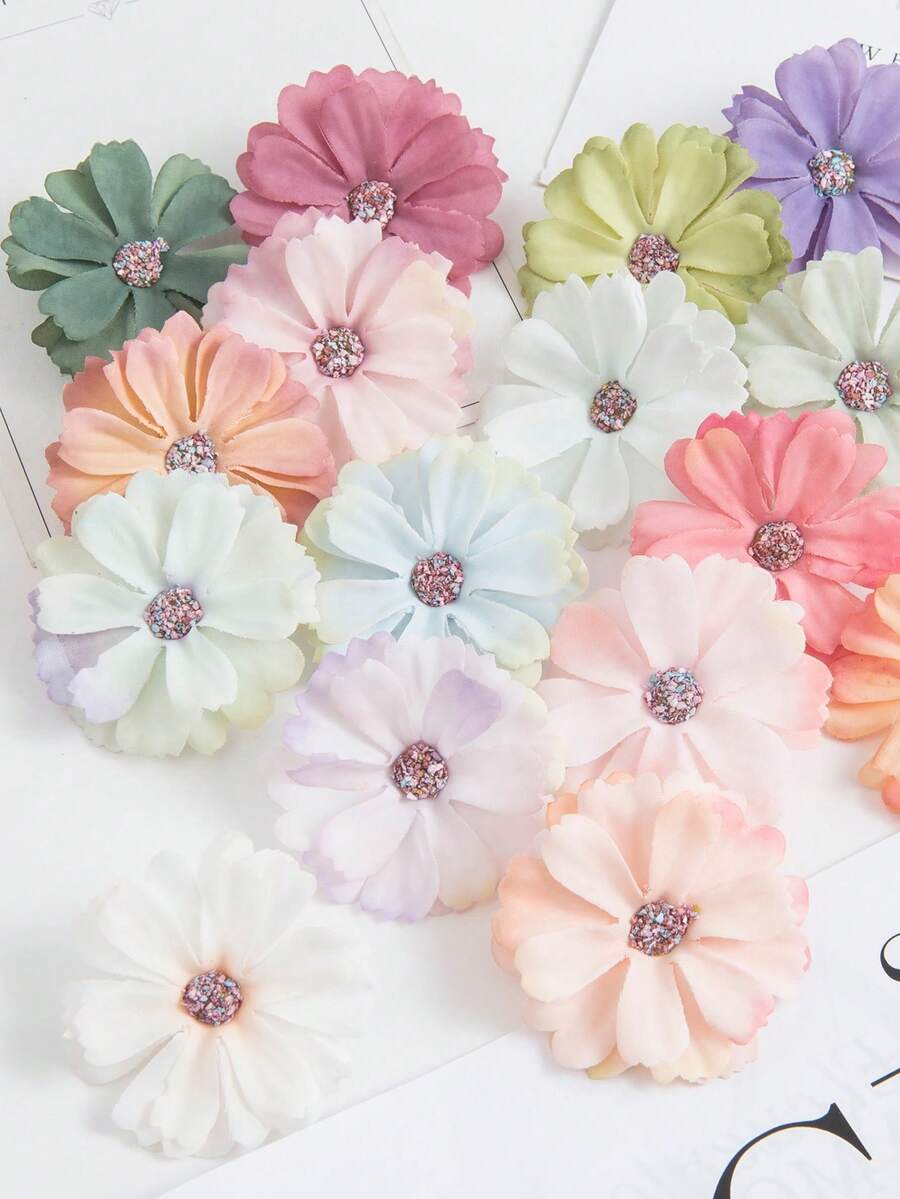 20pcs/50pcs Random Color Artificial Flower Head, Plastic Flower Faux Flower Head For Home Party Holiday - Multicolor - View 1