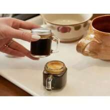 2pcs Portable Mini Couple Espresso Shot Glass Bottles With Lid For Coffee Concentrate Storage, Clear Glass Cups - Clear - View 8