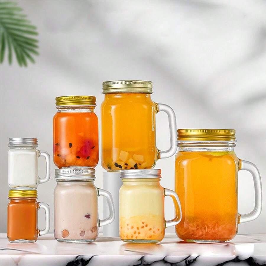 2pcs Portable Mini Couple Espresso Shot Glass Bottles With Lid For Coffee Concentrate Storage, Clear Glass Cups - Clear - View 1