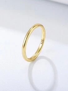 极简主义银戒指 - 金黃色 - 查看 1