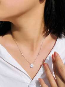 1pc Simple Classic Water Drop Cubic Zirconia 925 Sterling Silver Pendant Necklace For Women Anniversary Promise Jewelry Gifts Wedding Engagement Bridal Jewelry - Water Drop - View 9