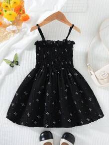 BASUSARRI Young Girl Bowknot Decor Slip Dress, Cool & Breezy For Outdoor, Beach, Vacation In Summer