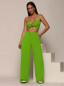 Women Two-Piece Outfits - 青檸色 - 查看 1