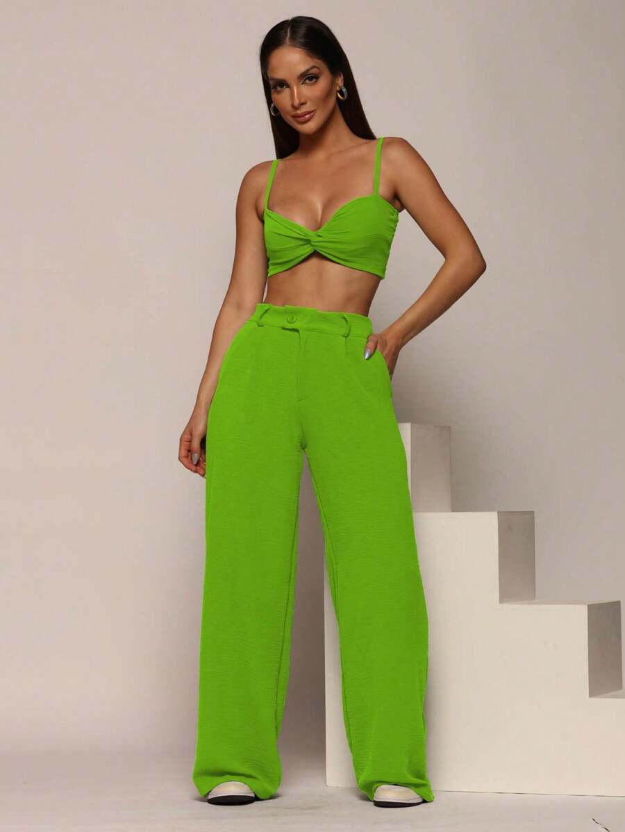 Women Two-Piece Outfits - 青檸色 - 查看 1