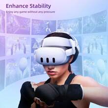 Upgraded Head Strap For Meta/Oculus Quest 3 With Back Brace, Adjustable Protable Pressure-Free Head Strap, Ergonomic VR Headset Balances Weight At 3 Angles - Black - View 4