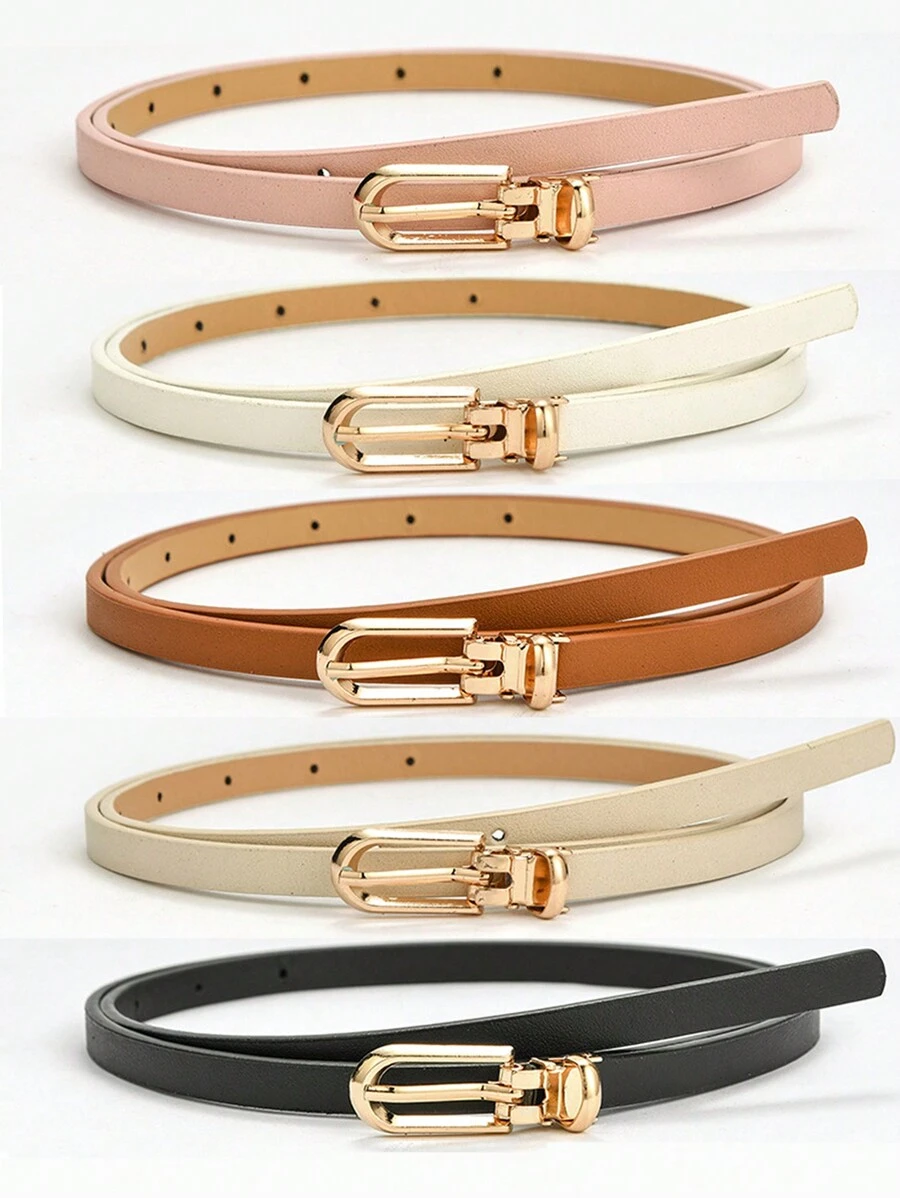 Women's Simple And Versatile Pin Buckle PU Skinny Belt Summer, School Fall, Autumn, Halloween