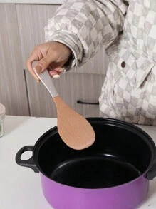 1入木質無塗層米和馬鈴薯用勺子，無塗層平底鍋鏟，翻轉鏟，米勺，健康和易於烹飪，木製烹飪用具漿，廚房餐具套裝，烹飪用具和工具，廚房配件，廚房，夏季沙灘派對，食物，露營，組織者，室內裝飾，廚房用品 - 彩色 - 查看 6