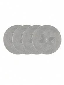4pcs Circular Minimalist Hexagon Woven Polyester Dining Table Mats - Multicolor - View 14