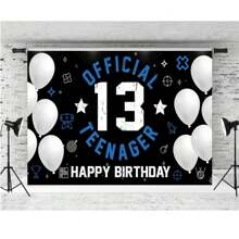 Happy 13th Birthday Decoration For Boy Girls Official Teenager Backdrop Banner Blue White 13 Year Old Birthday Party Yard Sign Photo Props Decor Supplies Sturdy, Christmas
