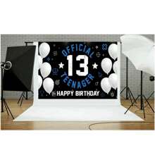 Happy 13th Birthday Decoration For Boy Girls Official Teenager Backdrop Banner Blue White 13 Year Old Birthday Party Yard Sign Photo Props Decor Supplies Sturdy, Christmas