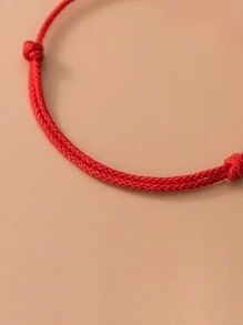 HuooNew 1 pièce Bracelet tressé en corde rouge avec charm trèfle simple en argent sterling 925, ajustable, convient pour un port quotidien