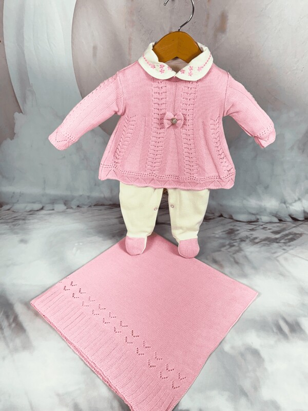 Saida Maternidade Menina Bebe Tricot Vestido