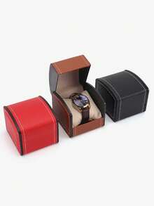 1pc Luxury Watch Gift Box, High-Quality PU Leather Watch And Jewelry Storage Box - Watch Box - View 2