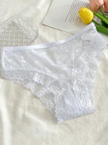 Quý cô Nguyên chất Màu sắc Hình Bướm Tất cả Ren Sexy Tam giác Quần lót không đường may , Của phụ nữ Đồ lót Đồ lót - trắng - Xem 8