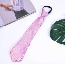 1pc Solid Reflective Sequins Adjustable No-Tie Casual Fashion Necktie For Carnival, Stage Performance, Party Accessories Valentine's Day ValentinesMen Necktie - Multicolor - View 12