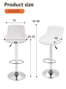 Counter Height Bar Stools Set Of 2 Swivel Stool Barstools Height Adjustable Bar Chairs With Back PU Leather Swivel Bar Stool Kitchen Counter Stools Dining Chairs - 白色 - 查看 2
