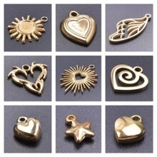 5 szt. Prosty styl hip-hopowy Wisior ze stali nierdzewnej 304 w kształcie serca i cierni DIY Akcesoria do wyrobu biżuterii, platerowany próżniowo 18K, na bransoletki, naszyjniki, kolczyki