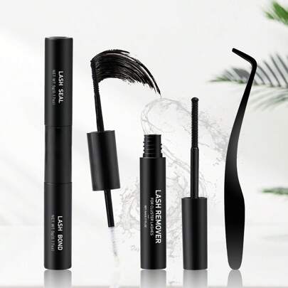 1 套 3 件睫毛胶工具：1 件双头睫毛胶（5g）、1 件胶水密封液（5g）、1 件胶水去除剂（5ml）和 1 件睫毛镊子涂抹器，用于 DIY 睫毛延长睫毛胶、睫毛胶