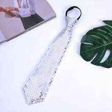 1pc Solid Reflective Sequins Adjustable No-Tie Casual Fashion Necktie For Carnival, Stage Performance, Party Accessories Valentine's Day ValentinesMen Necktie - Multicolor - View 13