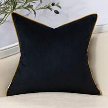1pc Velvet Striped Patchwork Cushion Cover, Modern Neutral Sofa Pillow Case, Home Decoration For Sofa, Living Room, Bedroom, Farmhouse, No Filler, Suitable For Gift Giving - Black - View 5