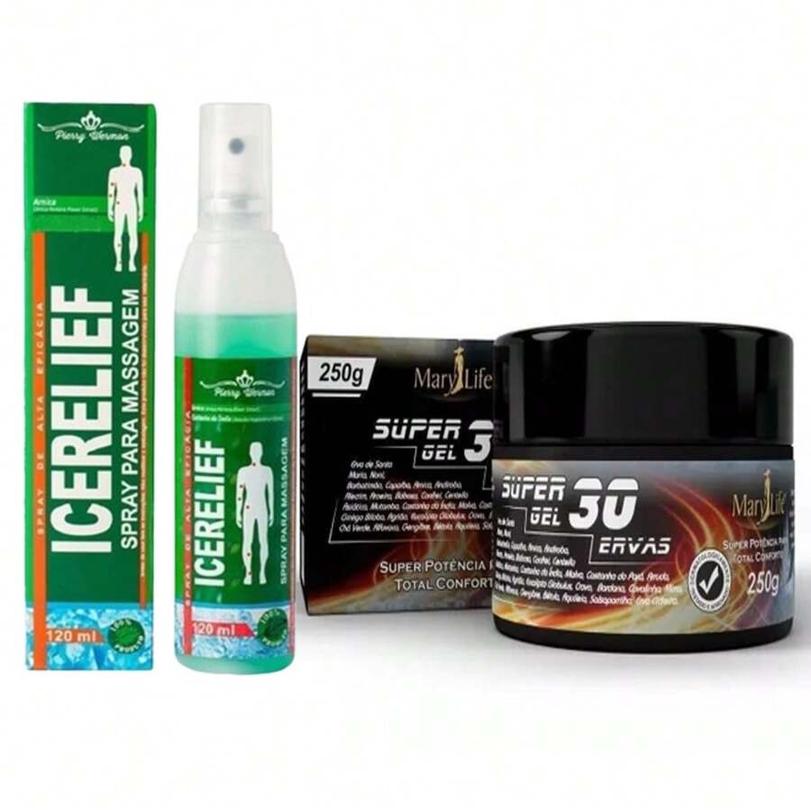 Super Gel Massage Kit 30 Herbs 250g + Icerelief Spray 120ml - màu xanh lá - Xem 1