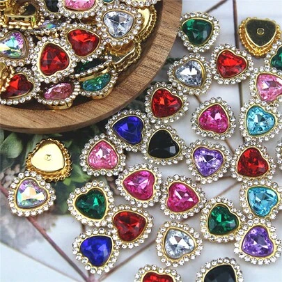 30pcs Heart Shaped Random DIY Sewing Decoration, Modern PMMA DIY Decoration For Sewing