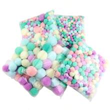 Macaron Mix Pompoms Fur Balls Fluffy Soft Pom Pom 10/15/20/25/30mm Multicolor Pompones Fur Ball High-Elastic PomPom Creative Craft Supplies