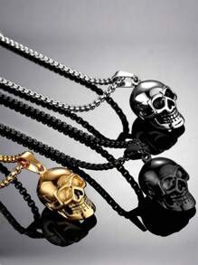 Nuevo collar de cráneo de Halloween creativo para hombres, collar de cabeza de cráneo de aleación de metal - Multicolor - Ver 7