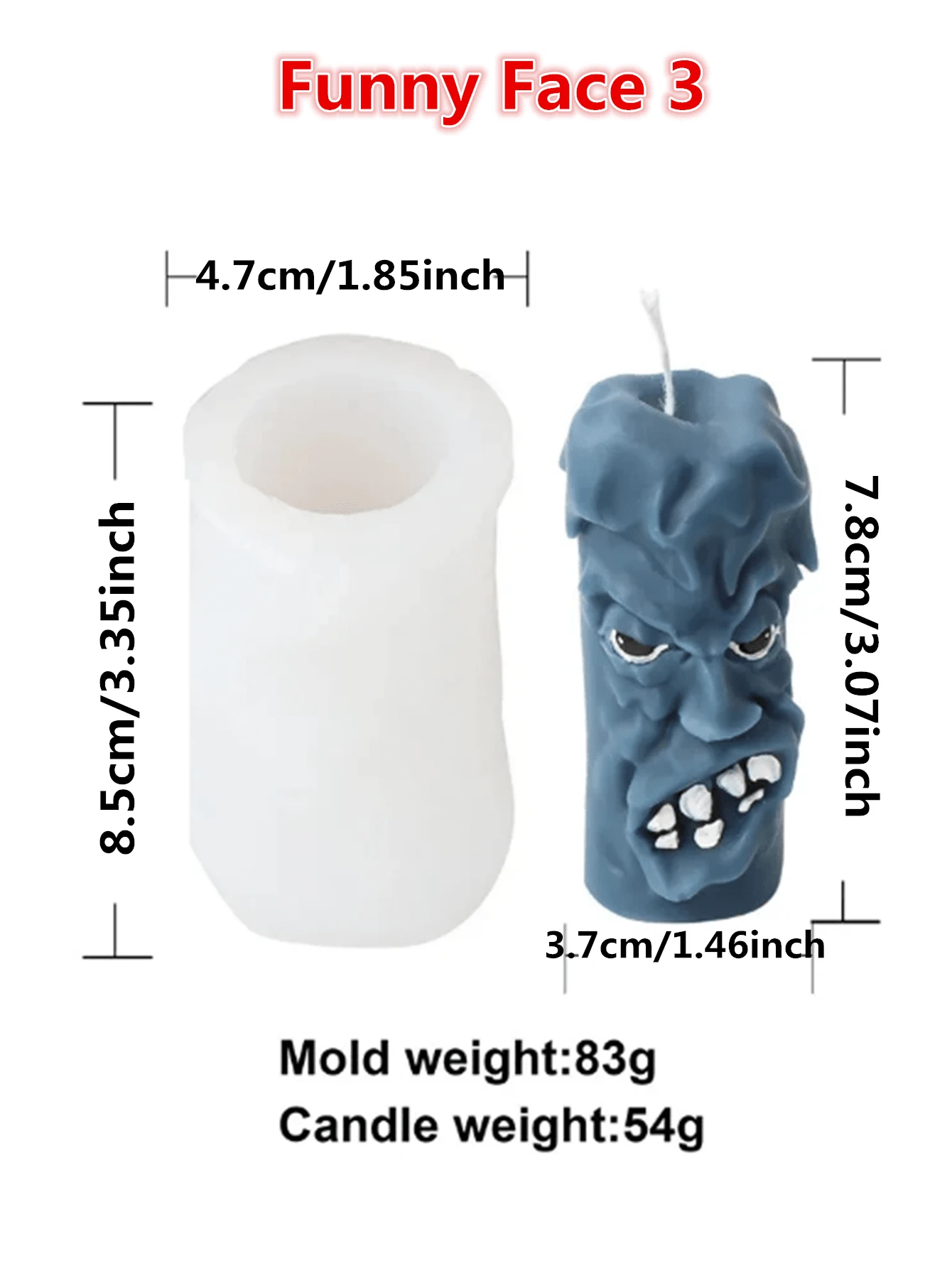 3D Pillar Funny Expression Silicone Candle Mold Joy Anger Face Scented
