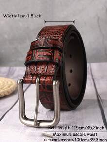 1入男士時尚經典款正式牛皮皮帶，紅玫瑰色正方形扣，適用於牛仔褲、長褲、工作及商務，是給父親、丈夫和朋友完美禮物 - 玫紅色 - 查看 13