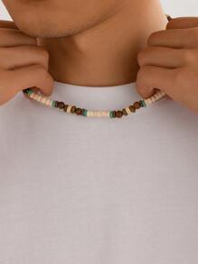 1pc Vintage Coconut Shell & Wooden Beads Strand Necklace/Boho Style Unique Necklace/Men Wooden Beads Surf Necklace For ETSY Scene Jewelry Gift - Beaded Necklace - View 13