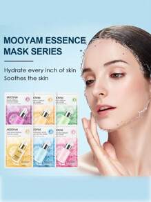 MOOYAM Conjunto de 6 mascarillas esenciales hidratantes e iluminadoras, colección de mascarillas de suero, máscara facial de ácido hialurónico de oro de 24K, colágeno de caracol, vitamina C y retinol para hidratar, humectar, anti-envejecimiento, iluminar y calmar la piel, receta de mascarilla facial coreana para mujeres y hombres de todos los tipos de piel, máscara liviana y fácil de absorber, ideal para viajes y regalos de vacaciones, cuidado de la piel y belleza facial