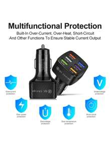 1pc Car Charger 6 USB Porous QC3.0 Fast Charging Car Smartphone Charger - White - View 8