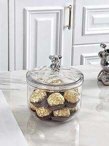 1Pc Figure Display Box Cute Piece Storage Box.Airtight Food Storage Container - Multipurpose, Reusable Plastic Jar For Snacks, Candy, Coffee Beans, Tea, Nuts & Dried Fruits - Round, Clip-Seal Design For Kitchen Organization - Clear - View 13