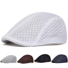 1pc Men's Mesh Forward Hat, Summer Fashionable Breathable Beret Cap, Outdoor Sun Protection Leisure Cap, Suitable For Spring And Autumn Travel, Tourism, Beach Party